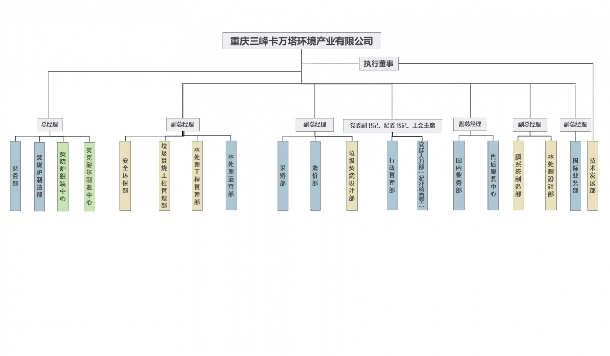 重慶三峰卡萬塔環境產業有限公司組織架構圖2025